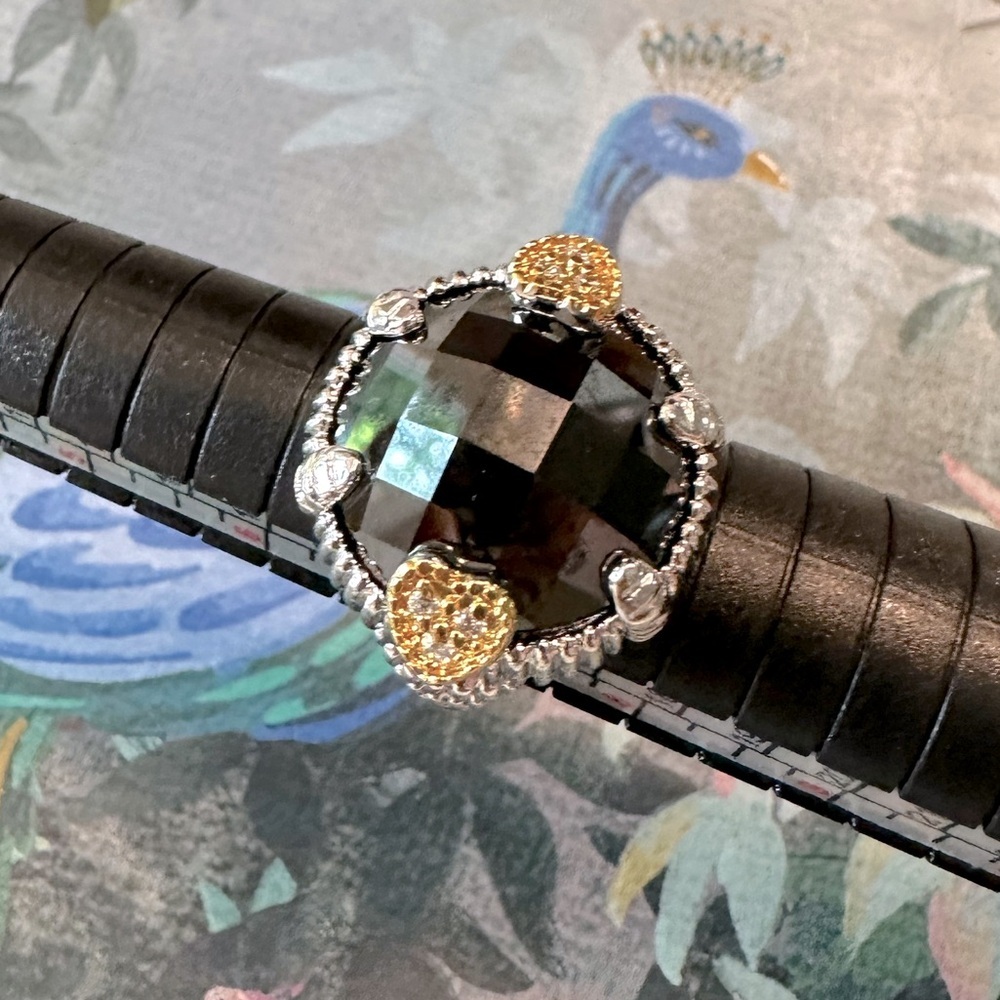 Jet Black Two Toned Heart Detail Ring Sz 7 Park Lane Jewelry Bellissimo Retired - Picture 3 of 9